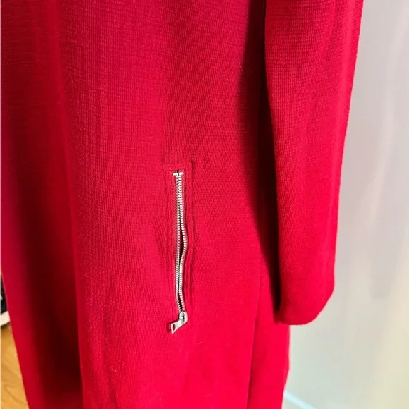 GAP Red Long Sleeve Knit Dress with Silver Zipper Pockets - Picture 2 of 12